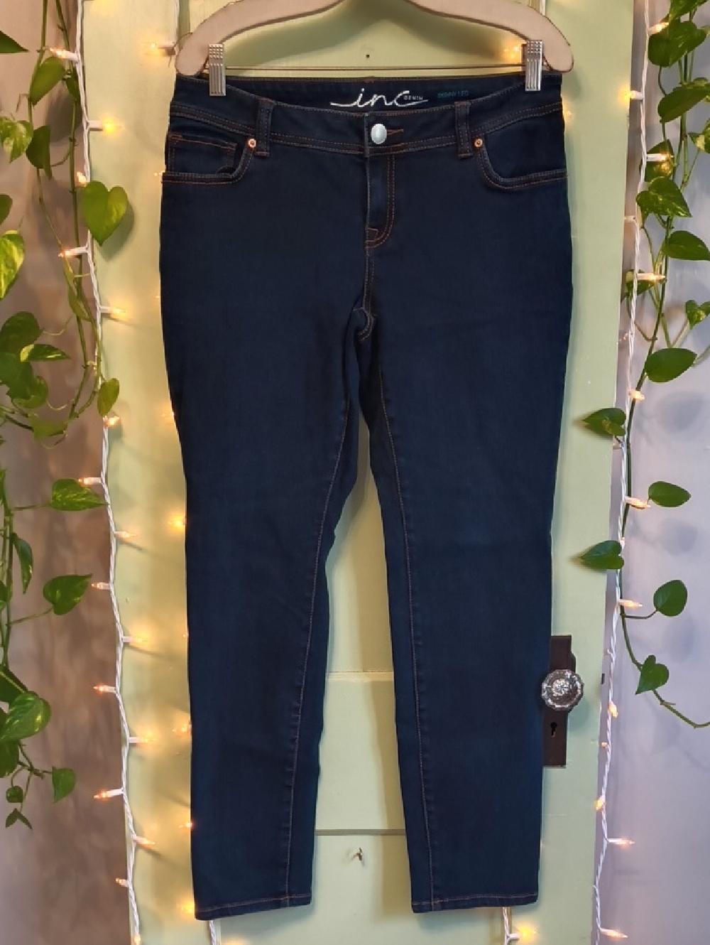 Women's Inc Denim Curvy Fit Skinny Leg Dark Wash 10P Jeans